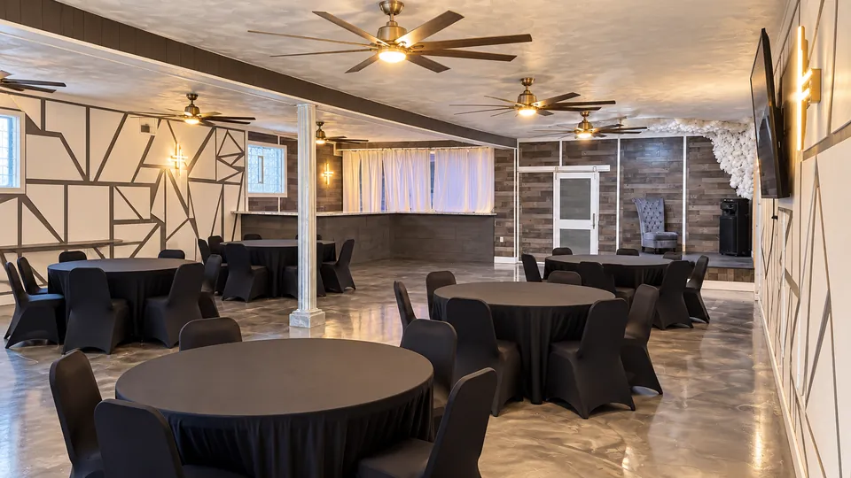 The Cloud Room: view toward the curtained bar and the stage