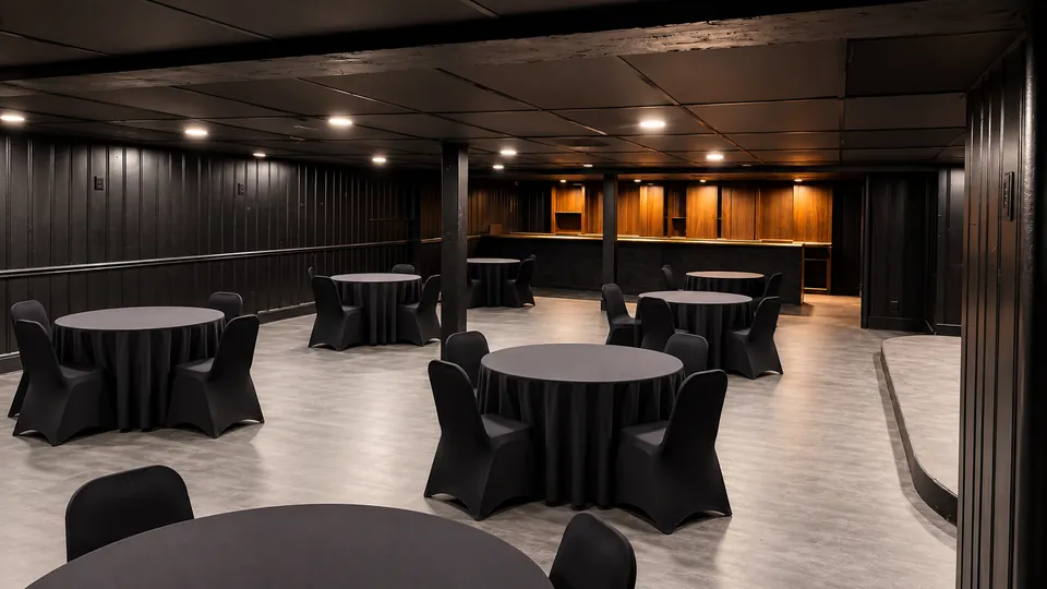 The Underground: wide view of the room with the bar at the back
